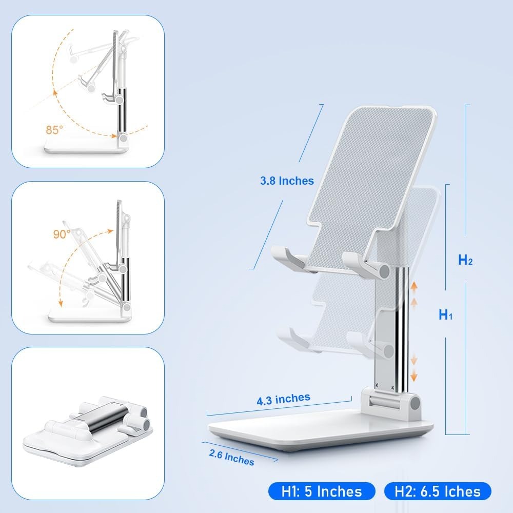 Adjustable Foldable Phone Stand with Silicone Grip
